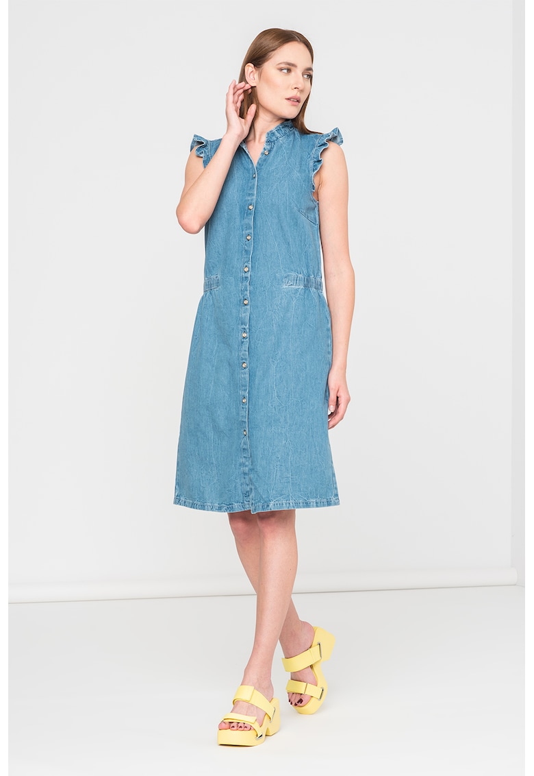 Rochie de denim cu maneci cu volane Frida