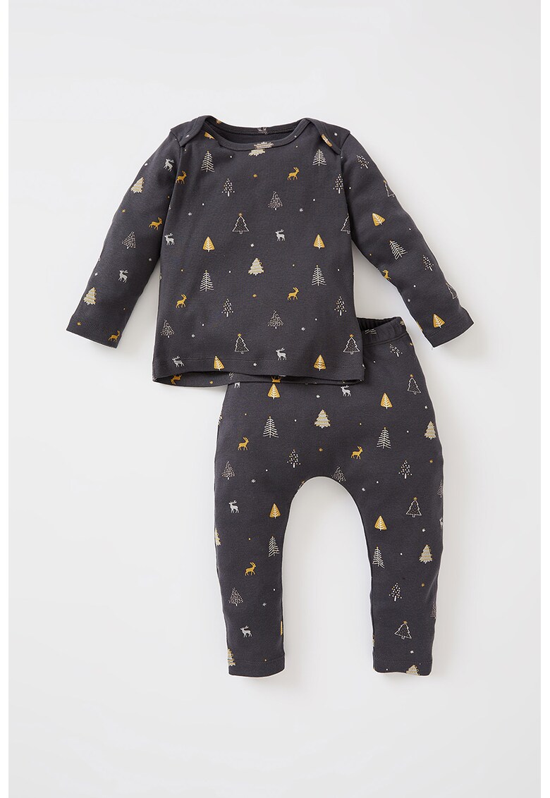 Set de bluza de bumbac cu tematica de Craciun si pantaloni