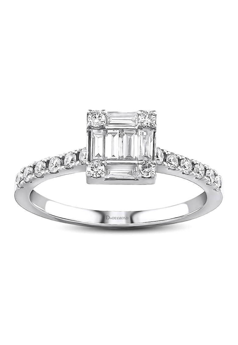 Inel de aur alb de 14K decorat cu diamante D Diamond poza 2022