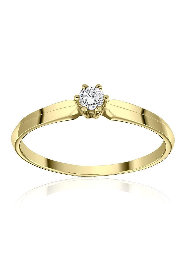 Inel de aur de 14K decorat cu diamant D Diamond imagine reduss.ro 2022