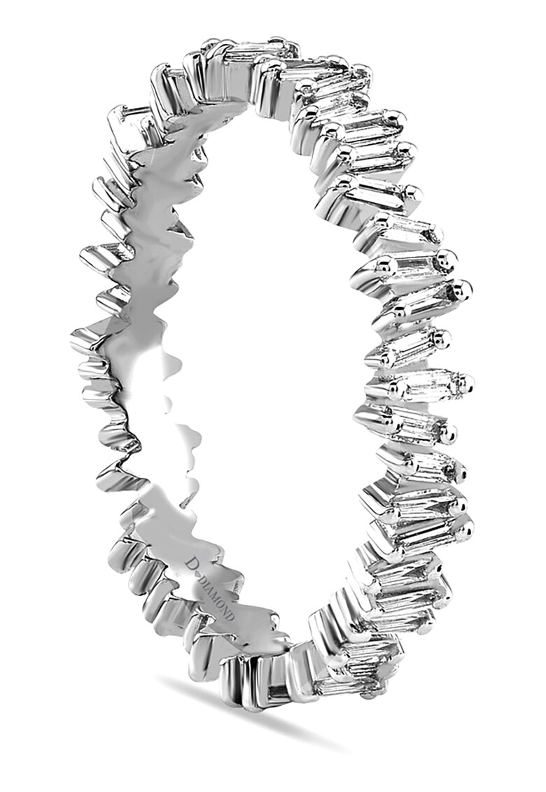 Inel de aur alb de 14K decorat cu diamante – 2 piese D Diamond imagine noua gjx.ro