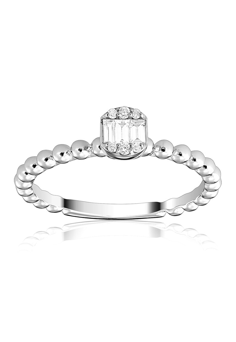 Inel de aur alb de 14K decorat cu 9 diamante D Diamond Reduceri si Transport Gratuit D Diamond imagine noua