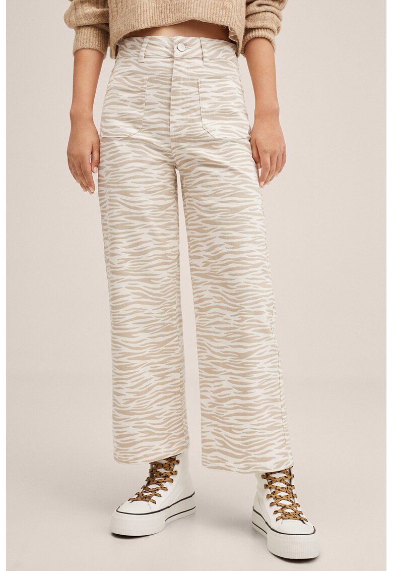 Pantaloni cu animal print si buzunare aplicate Tiger fashiondays.ro