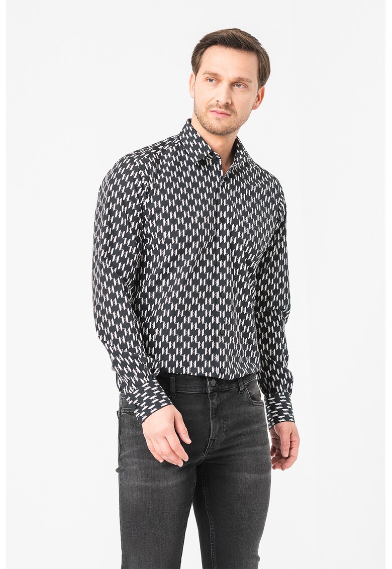 Camasa din bumbac cu model monograma Camasa din bumbac cu model monograma ANSWEAR