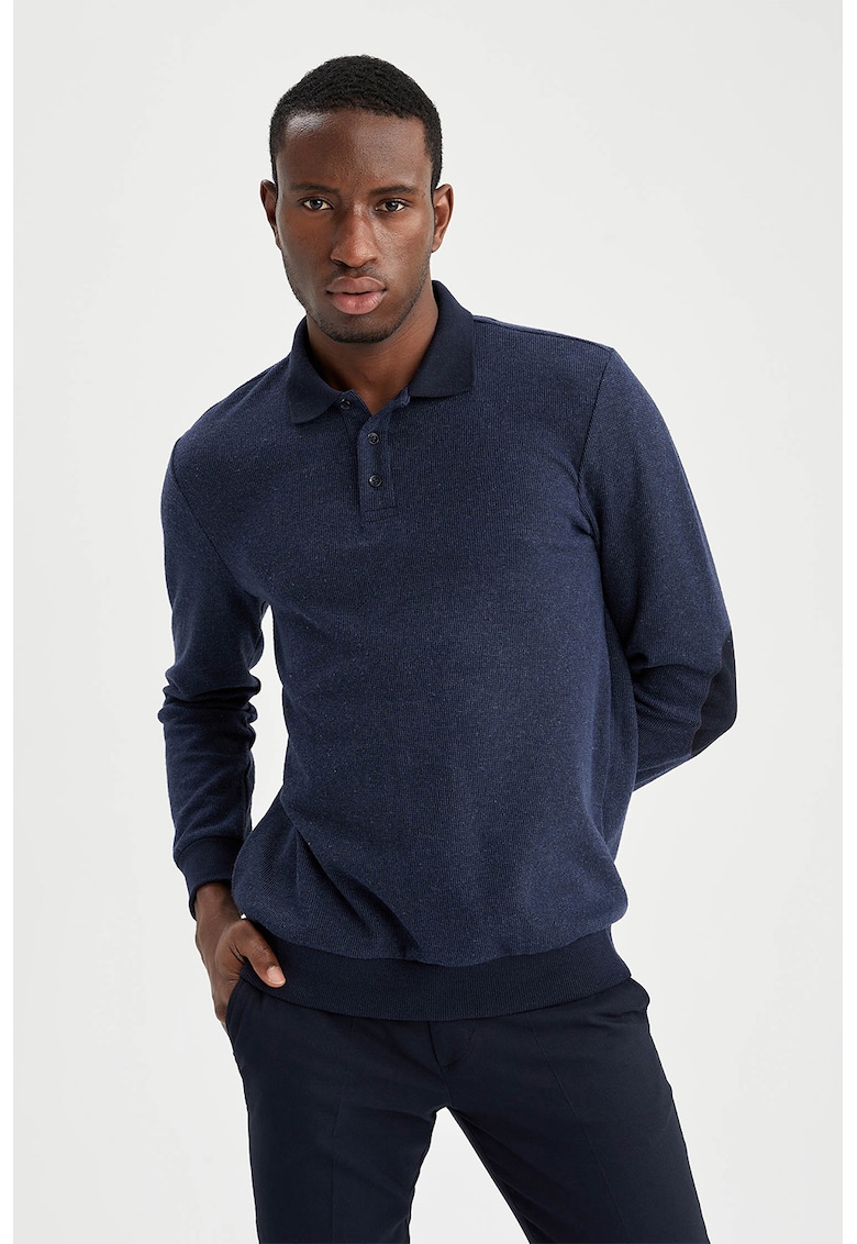 Bluza polo regular fit cu mansete si guler contrastante