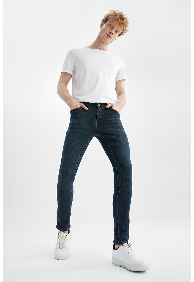 Blugi skinny cu aspect decolorat