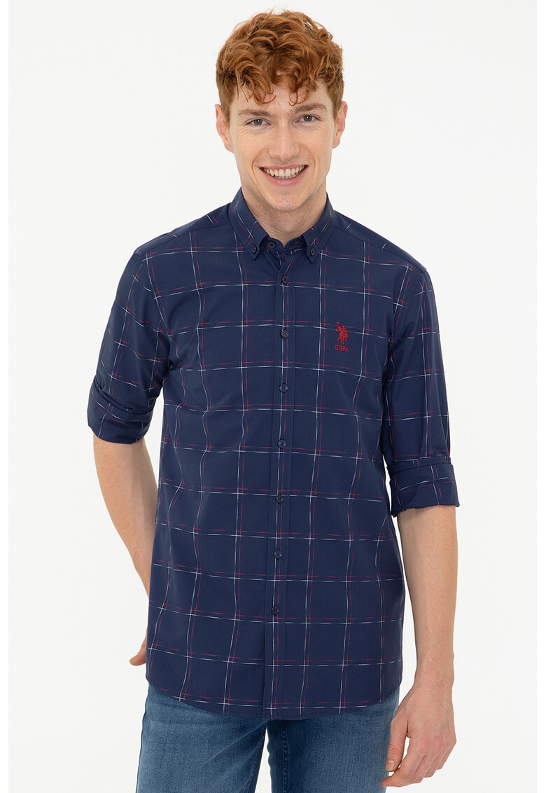 Карирана памучна риза US Polo Assn