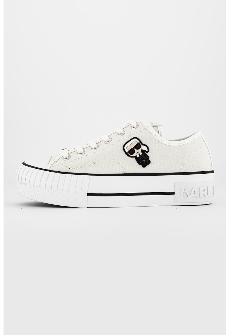 Tenisi flatform din panza cu detalii logo