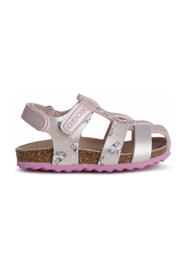 Sandale de piele ecologica cu model cu unicorni