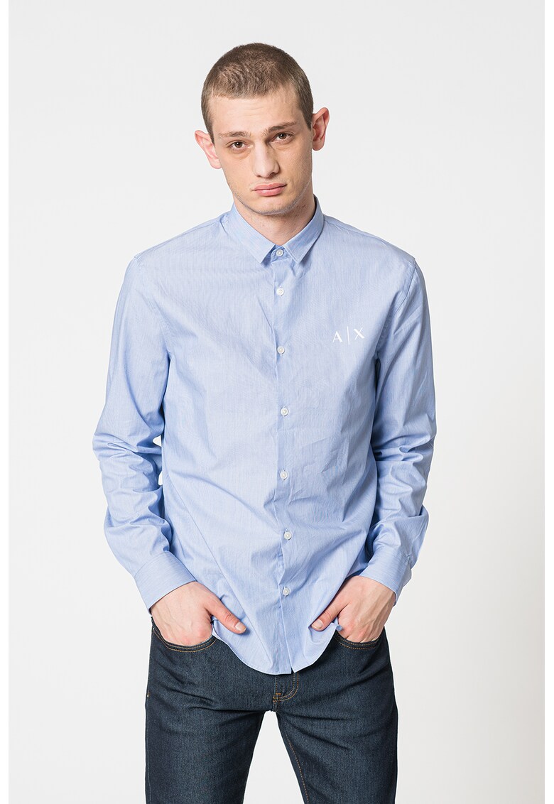 Camasa de bumbac cu logo pe piept Camasa de bumbac cu logo pe piept Armani Exchange