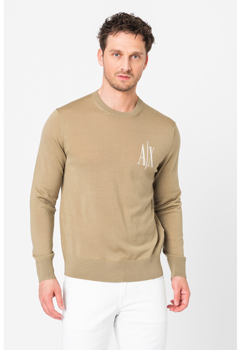 Pulover tricotat fin de lana cu logo Pulover tricotat fin de lana cu logo Armani Exchange