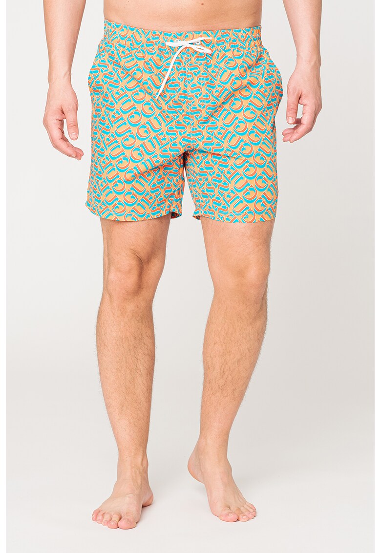 Pantaloni scurti de baie cu model logo Pantaloni scurti de baie cu model logo fashiondays.ro