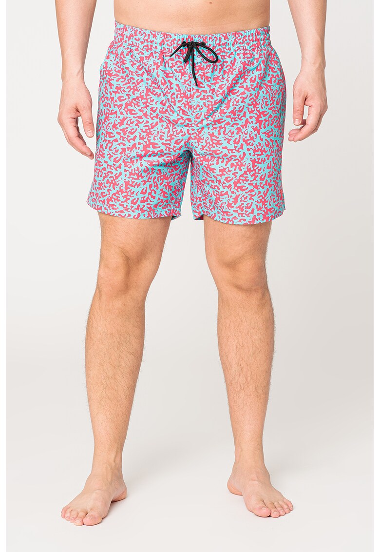 Pantaloni scurti de baie cu imprimeu si buzunare laterale