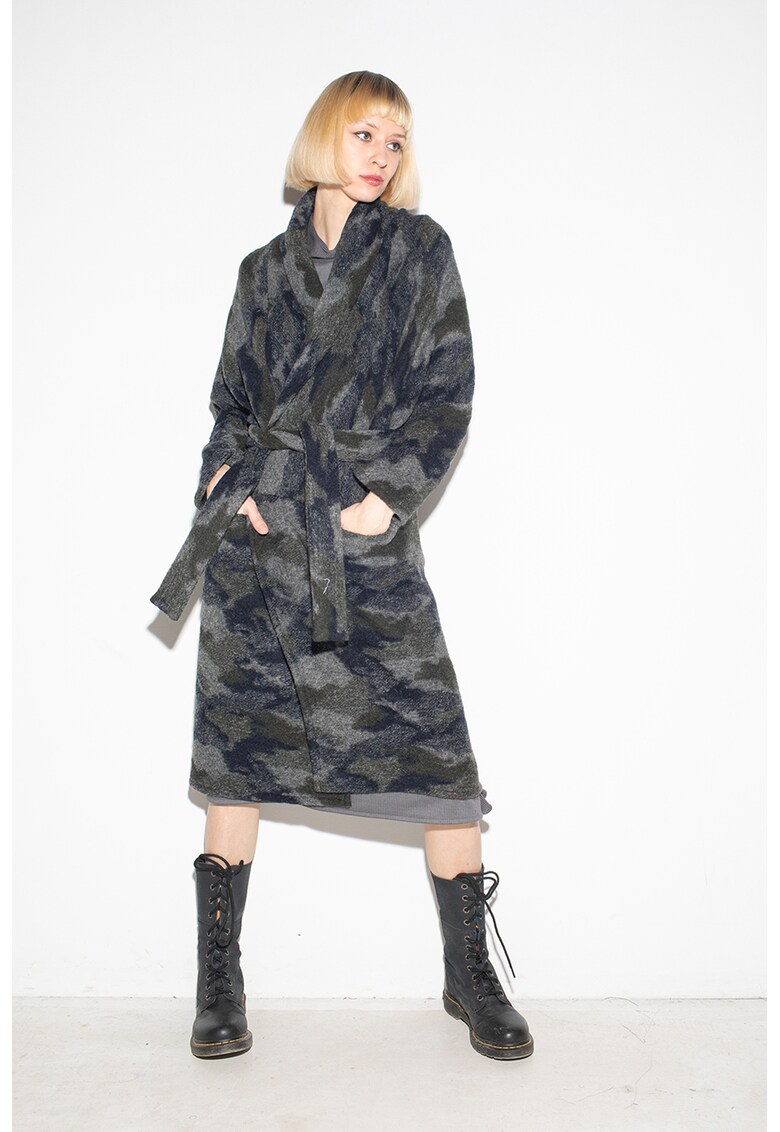 Palton din amestec de lana cu model abstract Bianca Popp