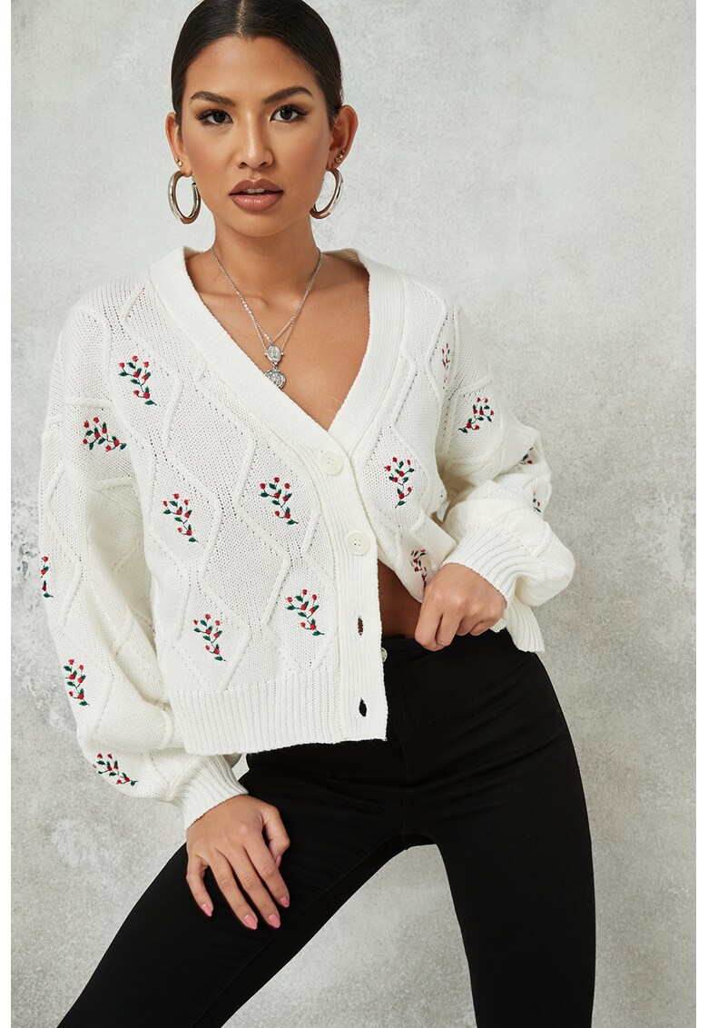 Жилетка с шпиц и флорални бродерии Missguided