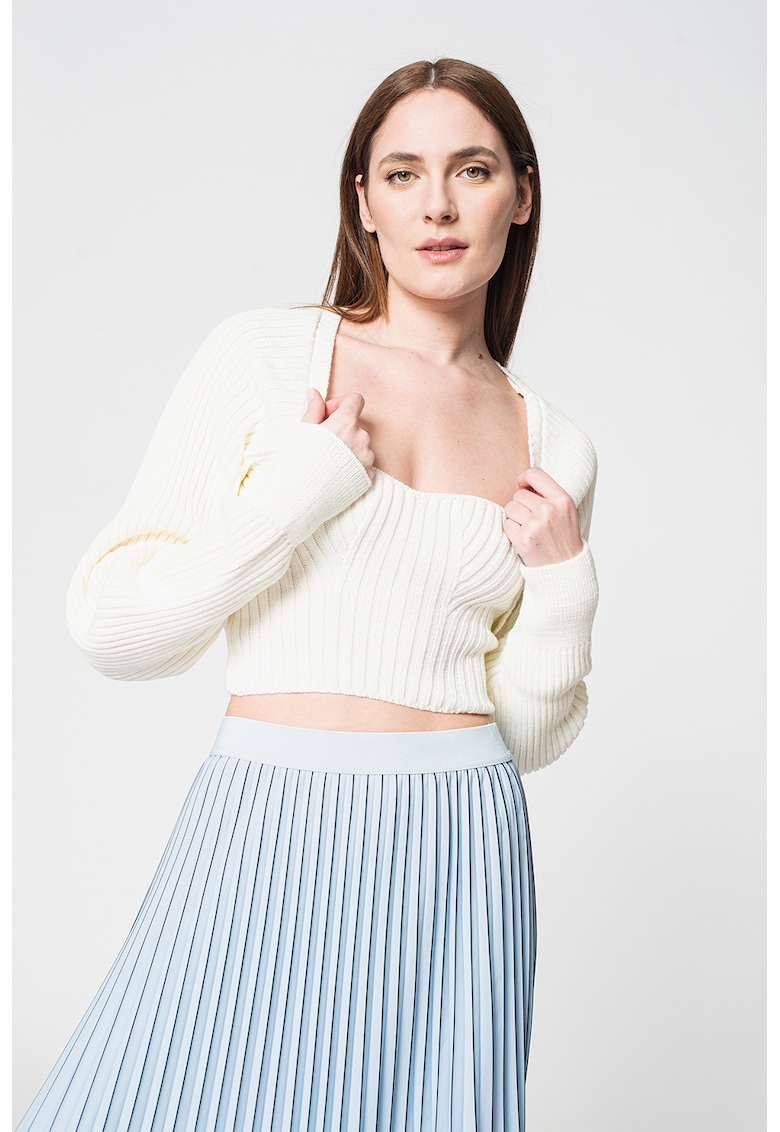 Cardigan striat cu aspect crop