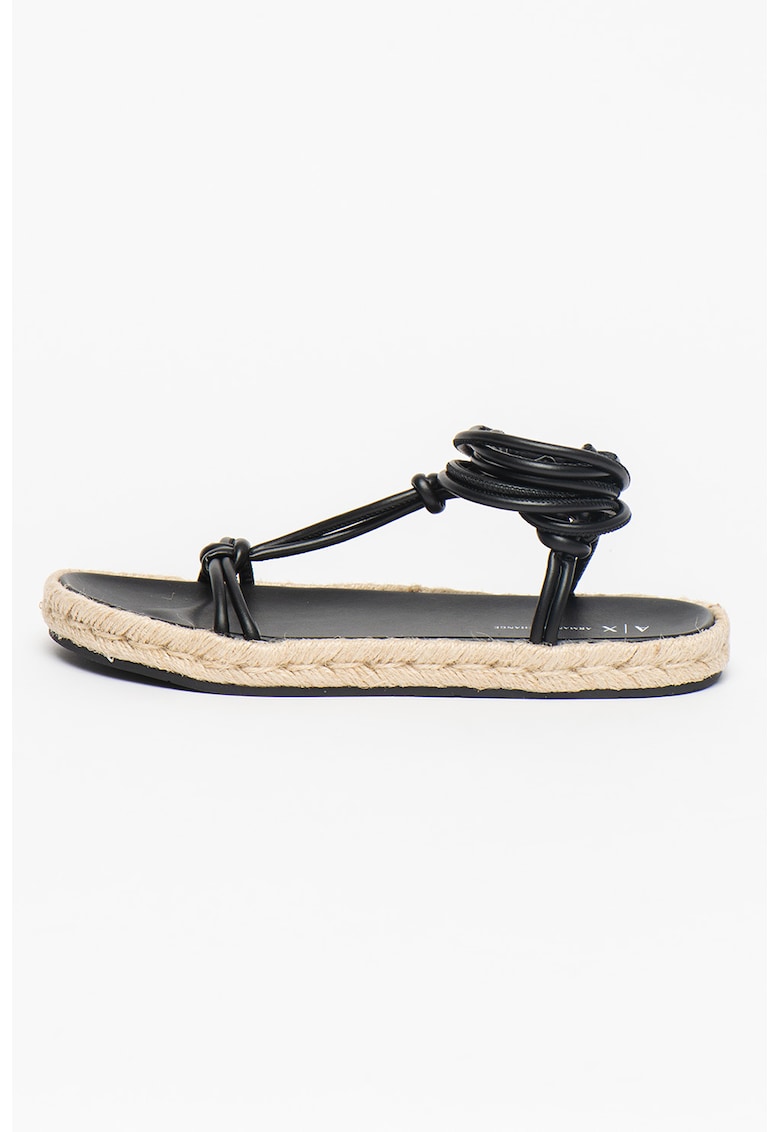 Sandale tip espadrile cu siret si detalii innodate Armani Exchange imagine noua