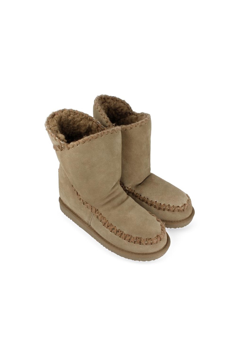 Ghete de piele intoarsa - cu captuseala de blana shearling sintetica - Maro
