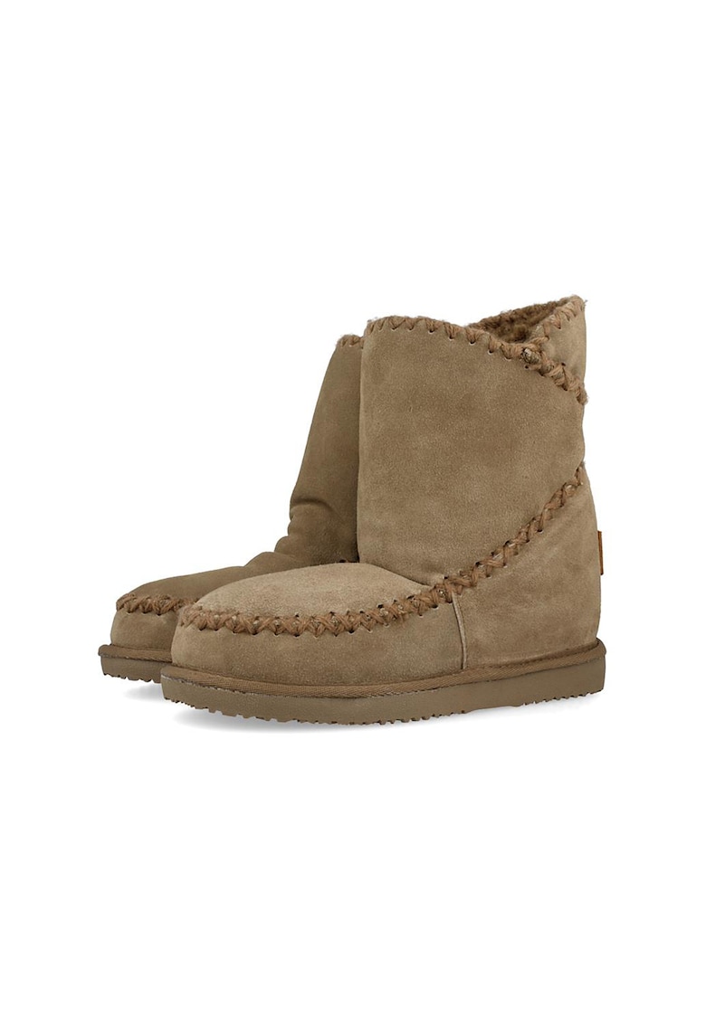 Ghete de piele intoarsa - cu captuseala de blana shearling sintetica