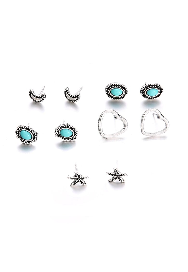 Set cercei argintii - cu pietre turquoise - Jonita C20 -