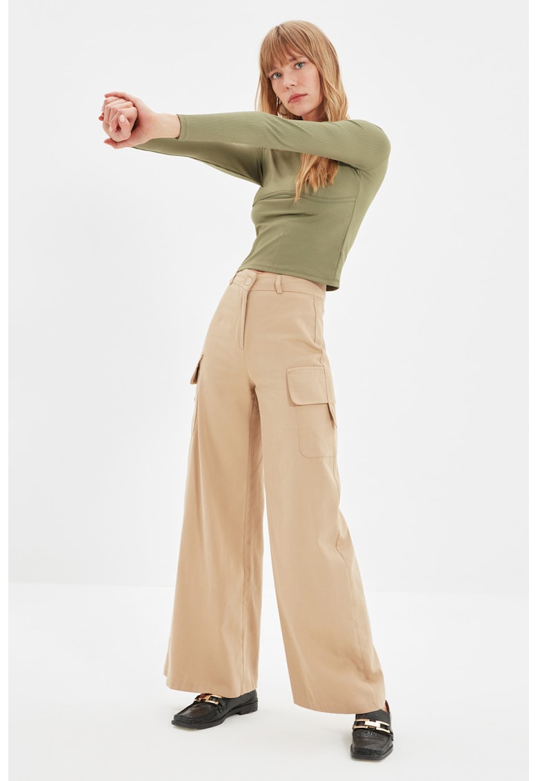 Pantaloni cargo de bumbac cu croiala ampla 2022 ❤️ Pret Super fashiondays imagine noua 2022