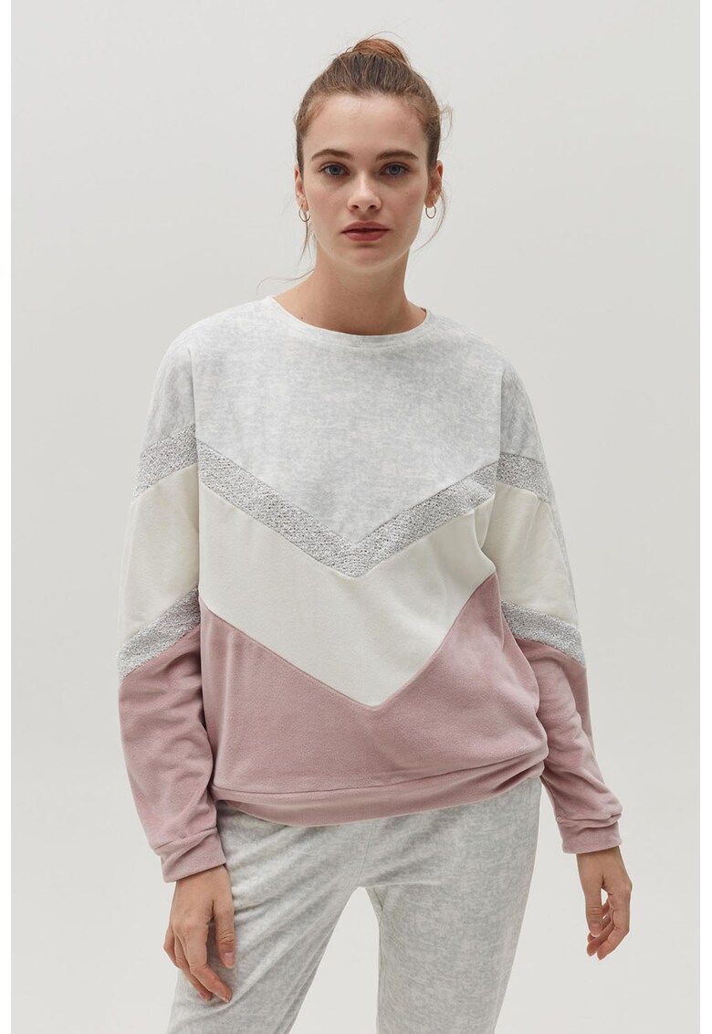 Bluza de pijama cu model colorblock fashiondays imagine noua