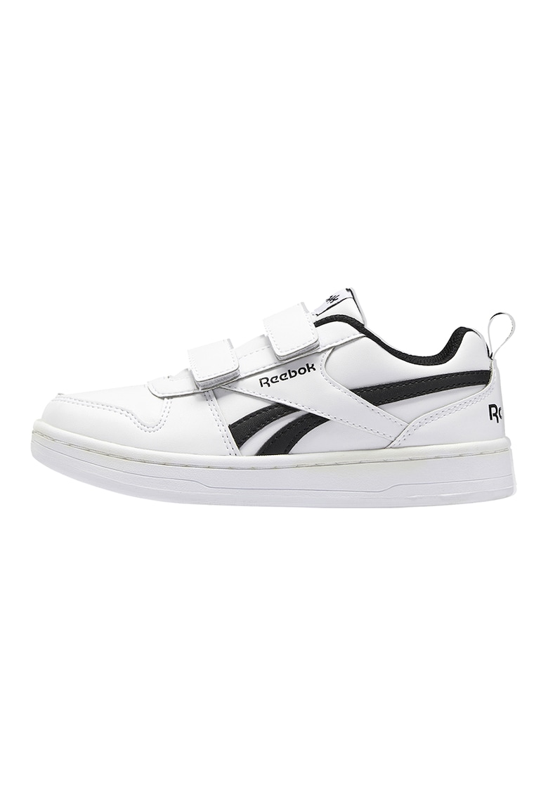 Pantofi sport de piele ecologica cu velcro Royal Prime - Alb/Negru