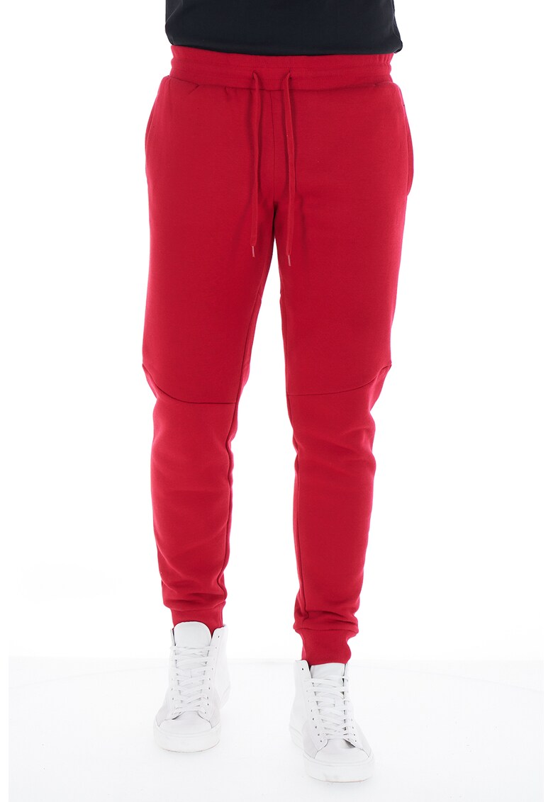 Pantaloni sport cu snur si benzi laterale contrastante