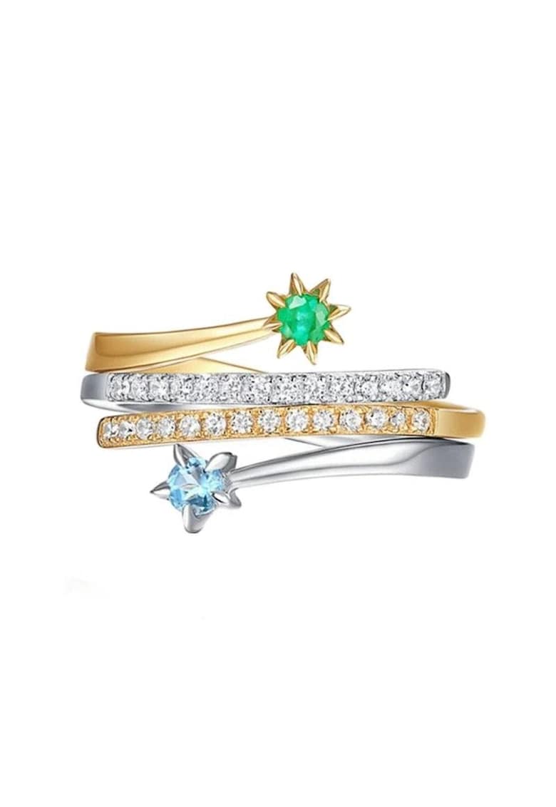 Set 2 inele - auriu si argintiu - reglabile - cu pietre din zirconiu - Abelina C6 -