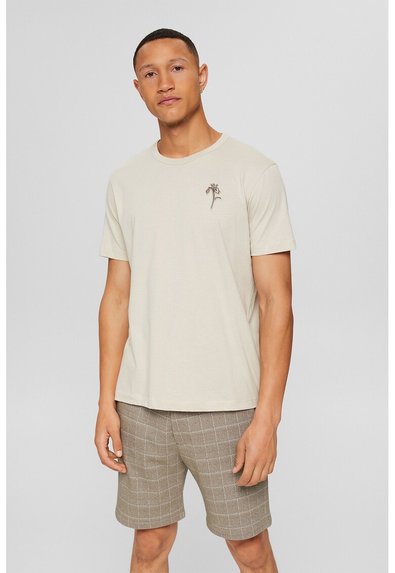 Памучна тениска с бродерия Esprit