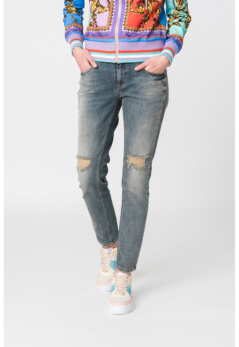 Прилепнали дънки с протрити зони Versace Jeans Couture