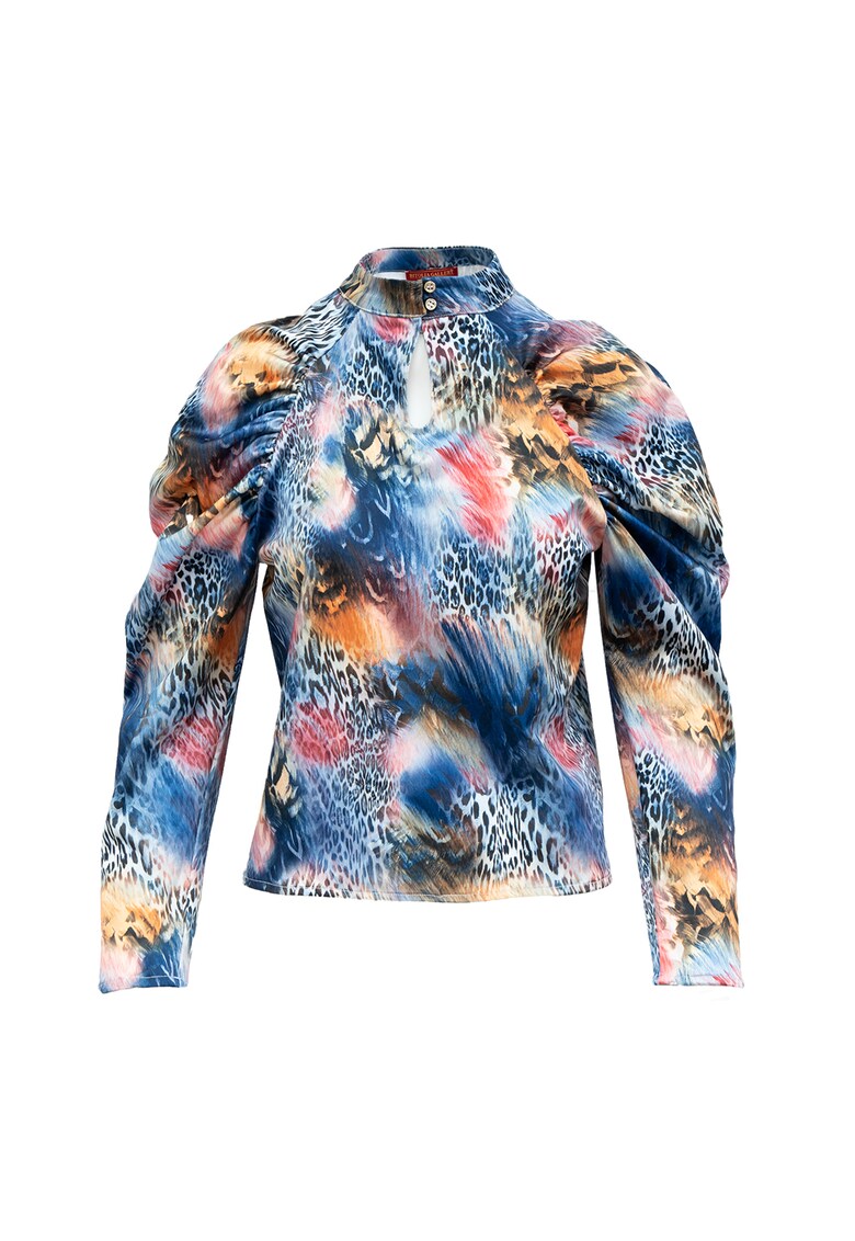 Bluza cu animal print si maneci drapate Aquarella BITOLIA GALLERY imagine noua