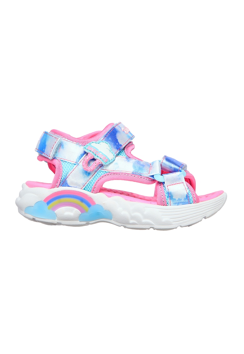 Sandale cu velcro si imprimeu cu nori Rainbow Racer