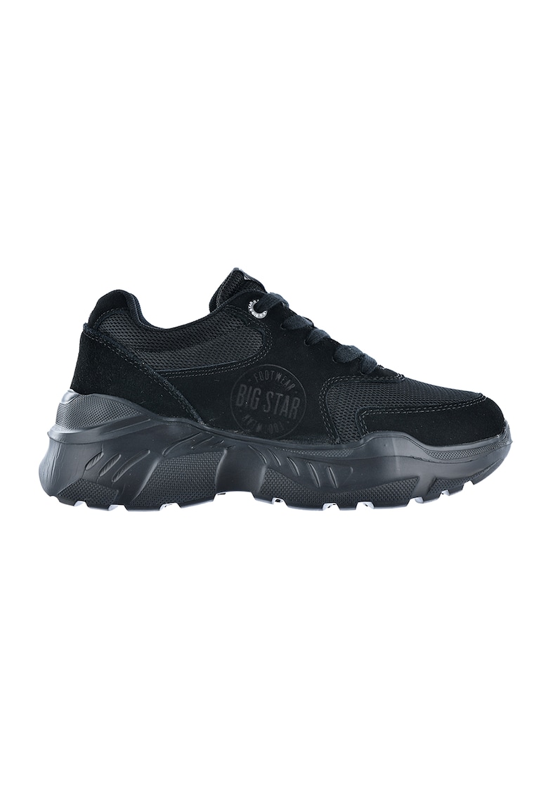 Pantofi sport cu insertii de piele intoarsa - Negru