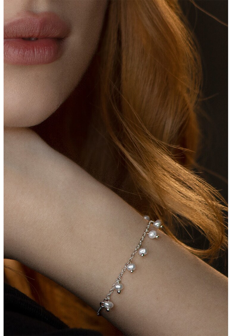 Bratara placata cu argint cu talismane cu perle de apa dulce fashiondays imagine noua