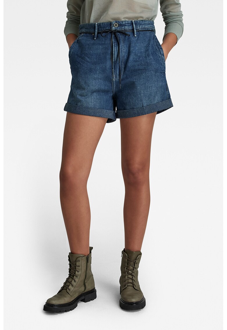Blugi scurti boyfriend fit cu talie inalta Lynton