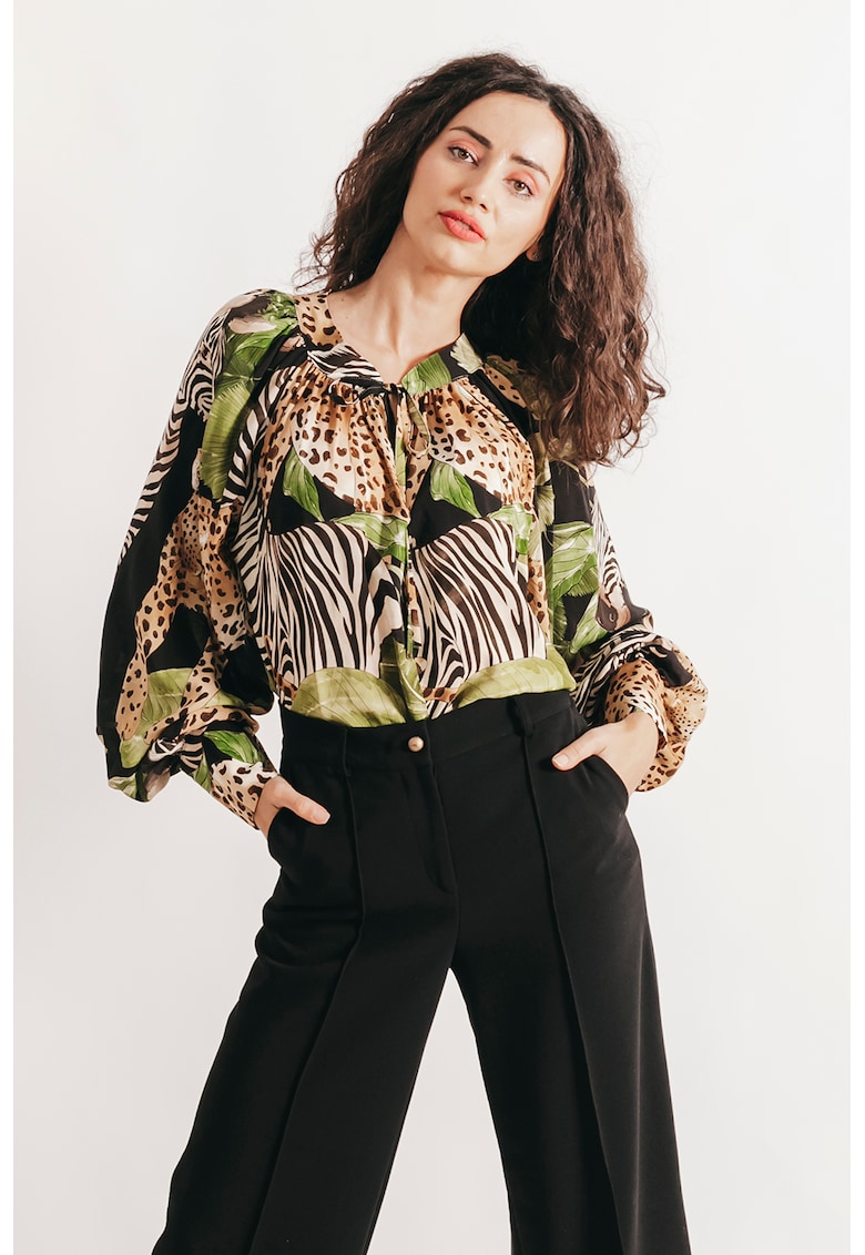 Bluza cu imprimeu tropical si maneci ample Wildlife fashiondays imagine noua