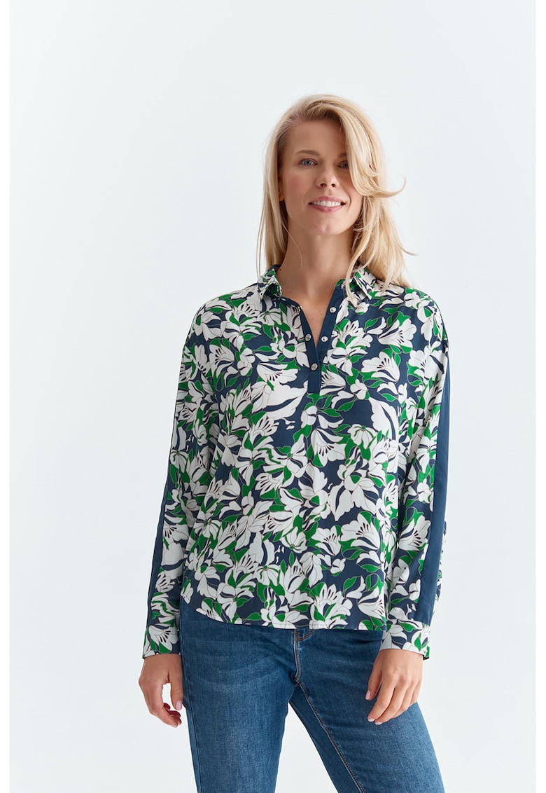 Bluza cu model floral si segmente contrastante Nilana