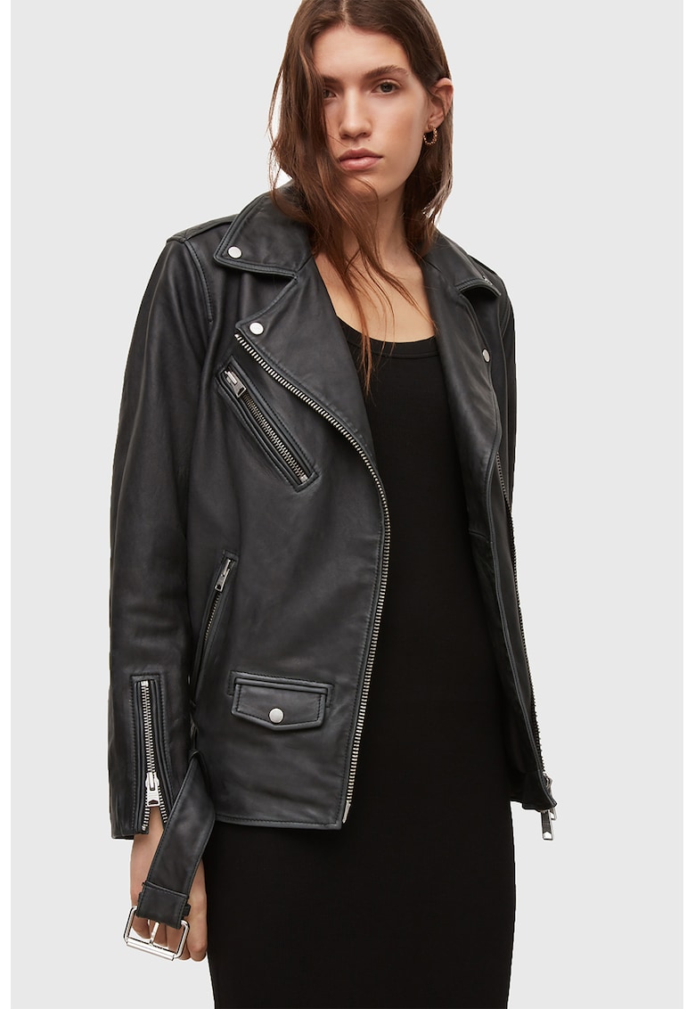 Кожено яке с джобове с цип AllSaints