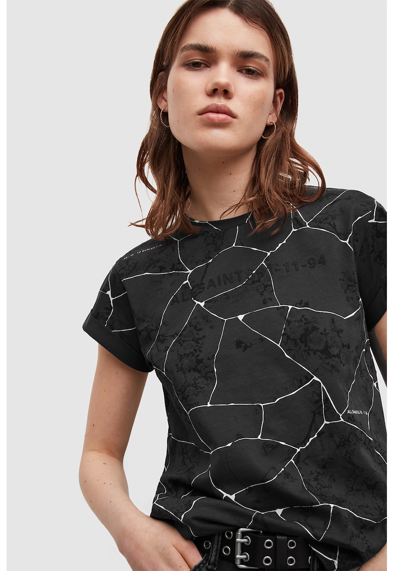 Tricou din bumbac cu imprimeu abstract AllSaints  Imbracaminte