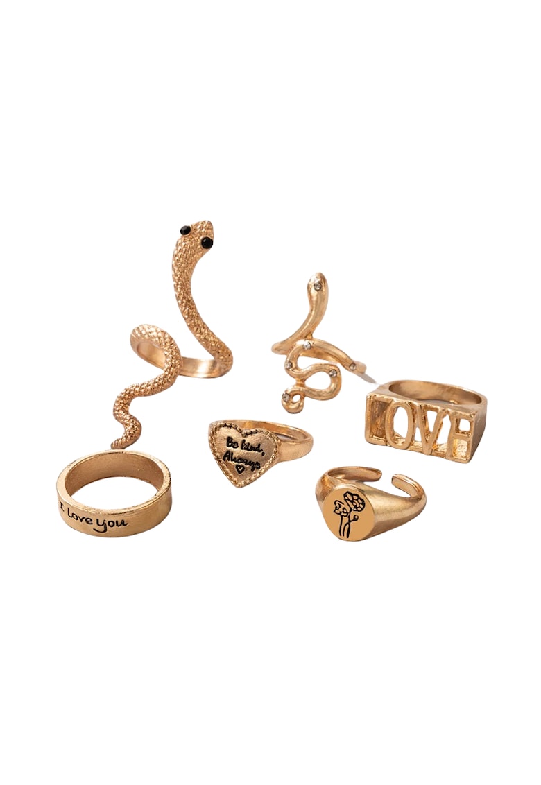 Set 6 inele - aurii - cu sarpe - Biggie C4 -