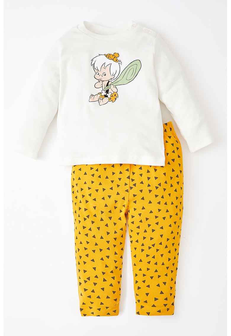 Pijama cu imprimeu cu desene si pantaloni lungi