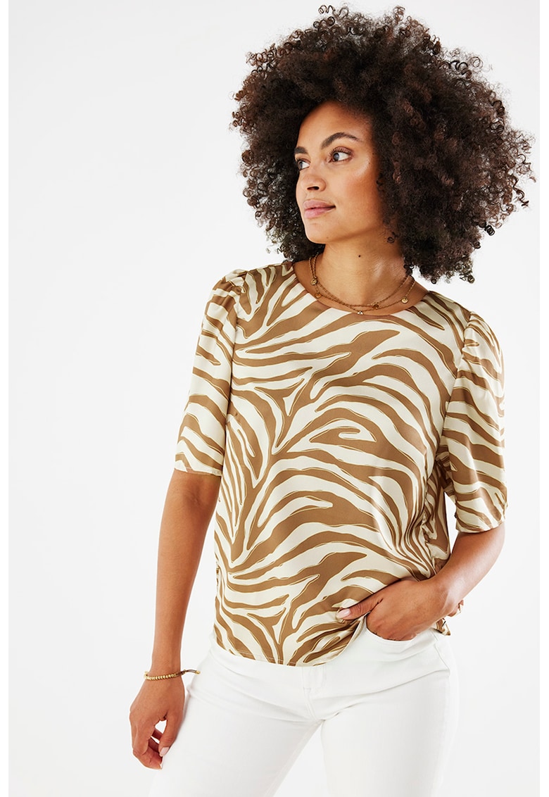 Bluza cu maneci scurte si imprimeu zebra fashiondays.ro