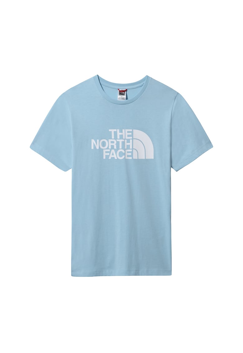 Tricou cu decolteu la baza gatului si imprimeu logo Easy - Negru/Alb