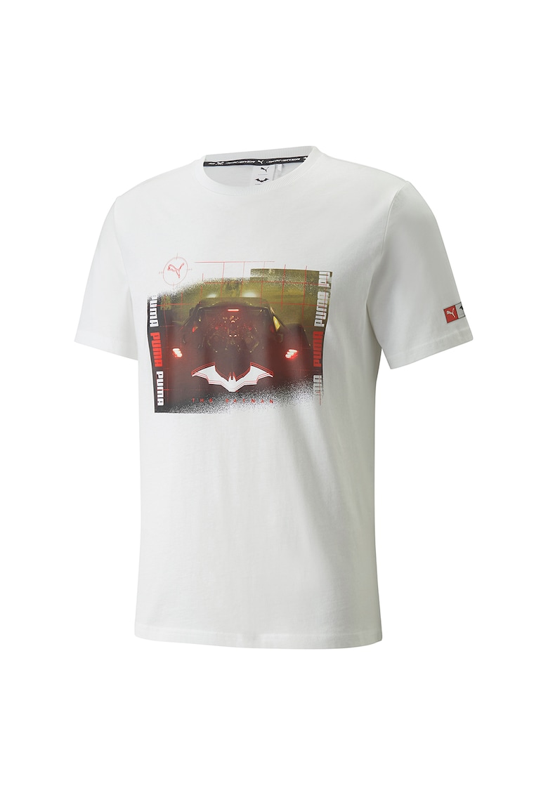 Tricou cu decolteu la baza gatului si imprimeu grafic - Rosu inchis/Alb murdar/Galben mustar