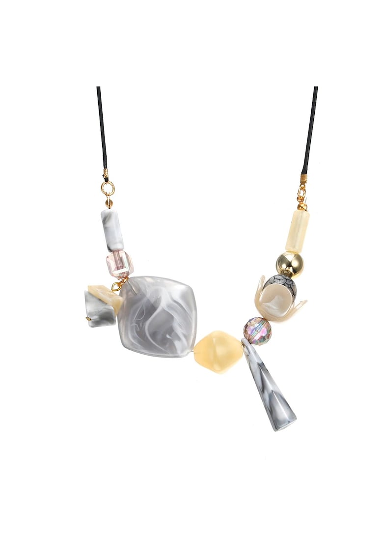 Colier cu forme geometrice gri si galbene - Dika C15 -