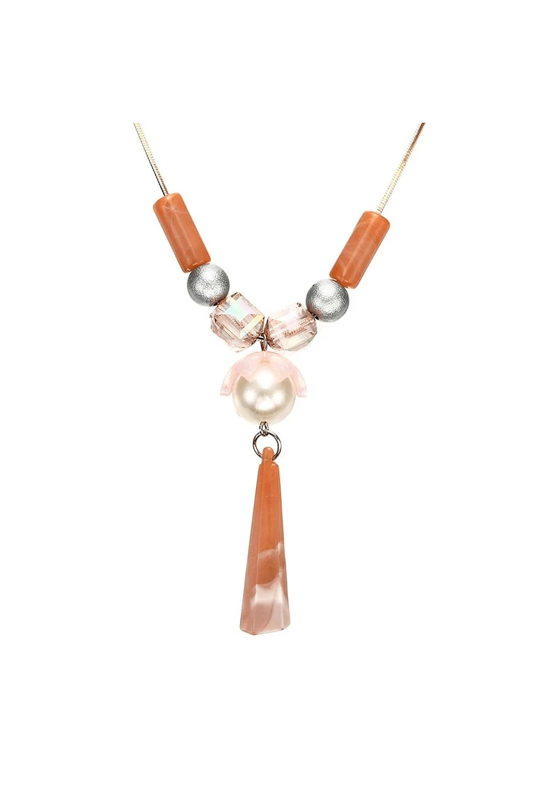 Colier auriu - cu piese portocalii - Dianne C18 -