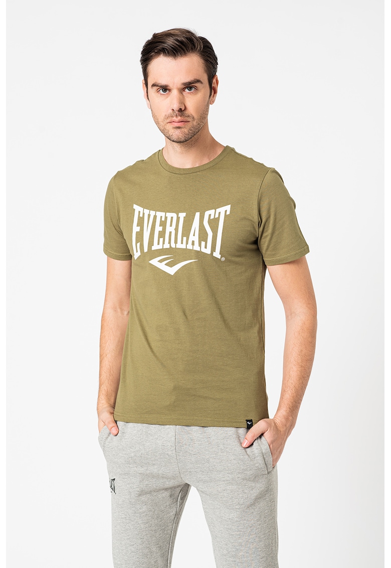 Tricou cu decolteu la baza gatului si imprimeu logo contrastant Russel Everlast  Imbracaminte