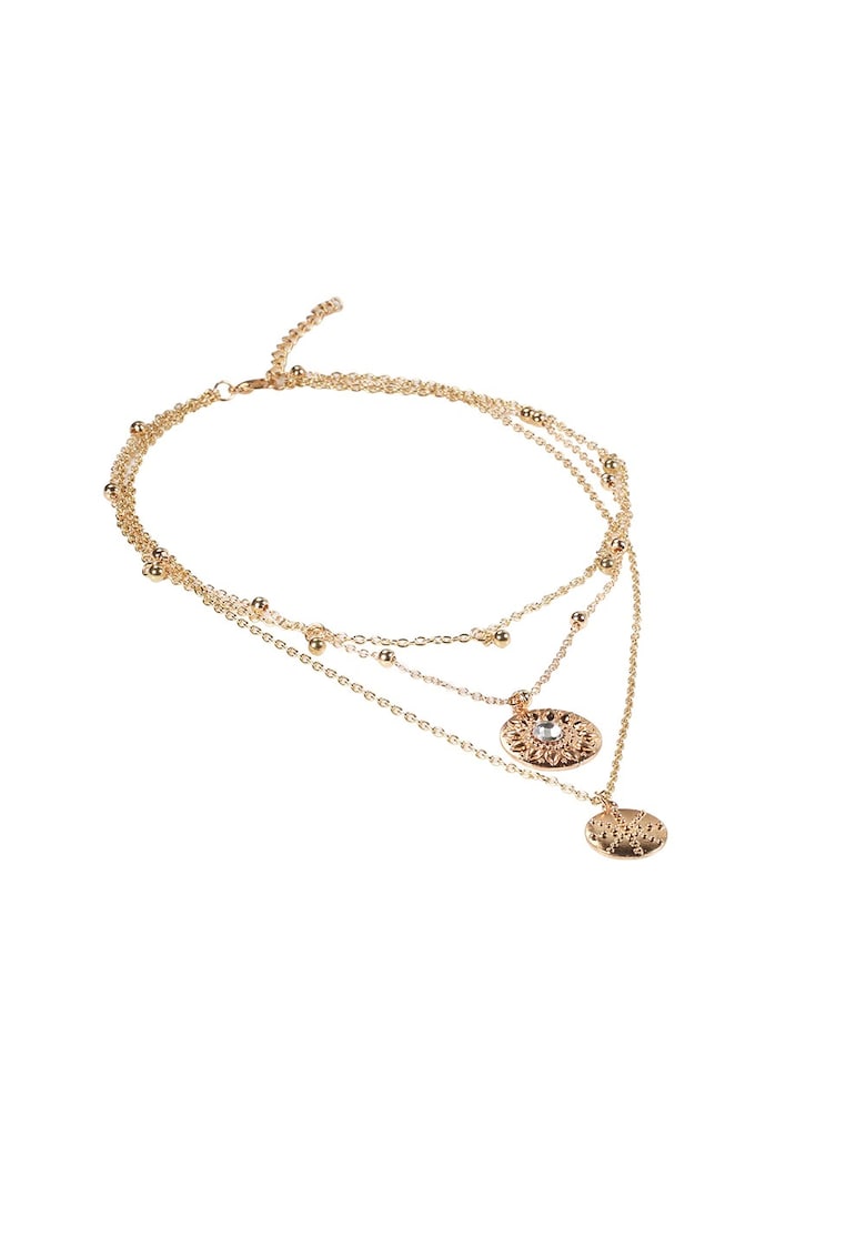 Colier in 3 straturi - auriu - cu banuti - Duva C25 -