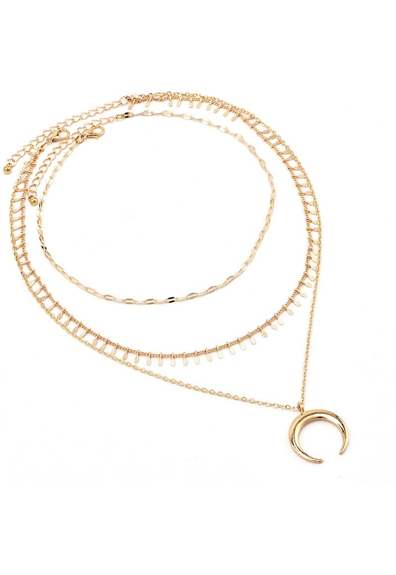 Colier in 3 straturi - auriu - cu semiluna - Doritha C24 -